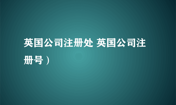 英国公司注册处 英国公司注册号）