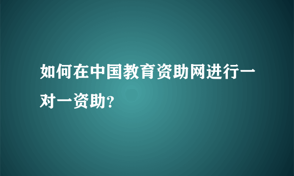 如何在中国教育资助网进行一对一资助？