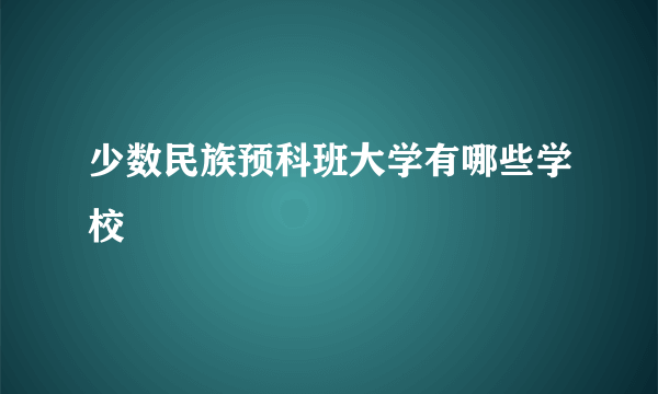 少数民族预科班大学有哪些学校