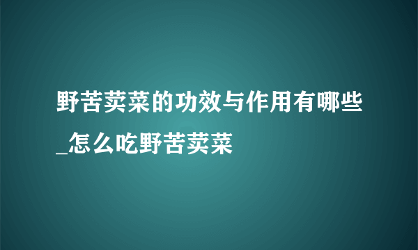 野苦荬菜的功效与作用有哪些_怎么吃野苦荬菜