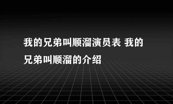 我的兄弟叫顺溜演员表 我的兄弟叫顺溜的介绍