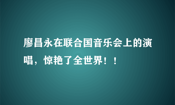 廖昌永在联合国音乐会上的演唱，惊艳了全世界！！