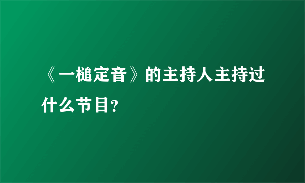 《一槌定音》的主持人主持过什么节目？