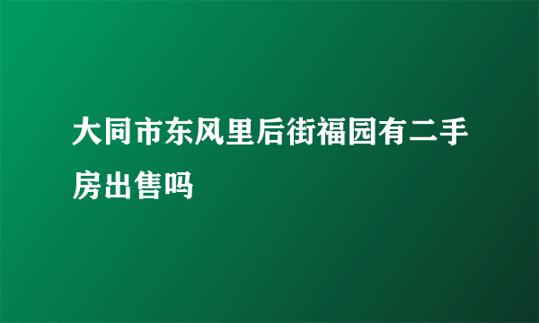 大同市东风里后街福园有二手房出售吗