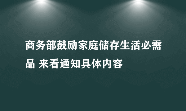 商务部鼓励家庭储存生活必需品 来看通知具体内容