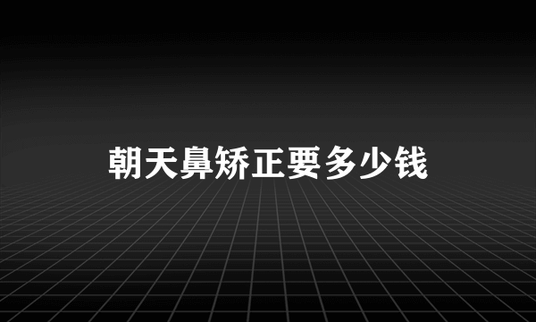 朝天鼻矫正要多少钱