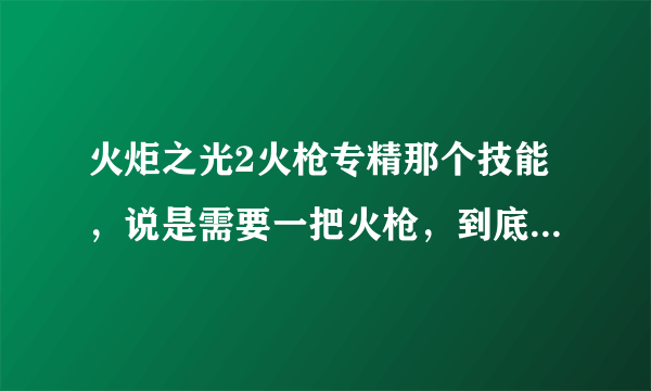 火炬之光2火枪专精那个技能，说是需要一把火枪，到底什么事火枪。说的是武器的名字还是武器的类型？