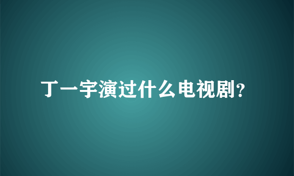 丁一宇演过什么电视剧？