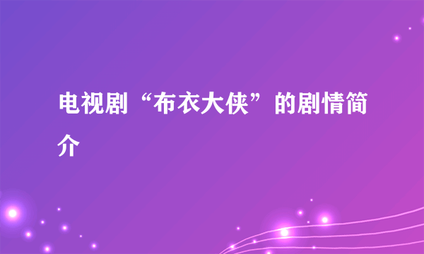 电视剧“布衣大侠”的剧情简介