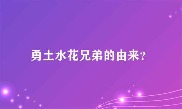 勇土水花兄弟的由来？