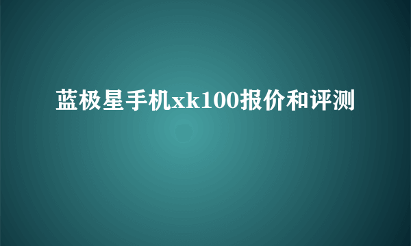 蓝极星手机xk100报价和评测