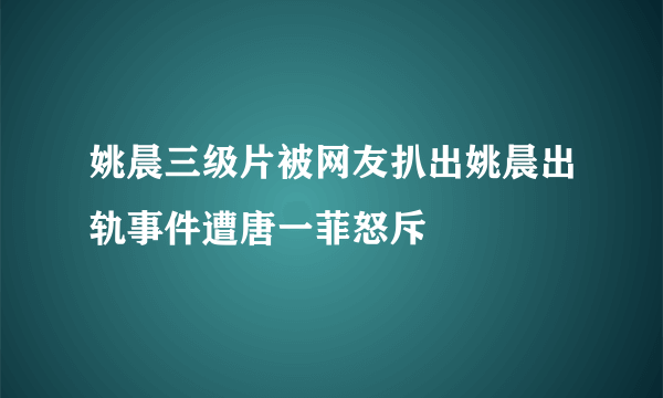 姚晨三级片被网友扒出姚晨出轨事件遭唐一菲怒斥