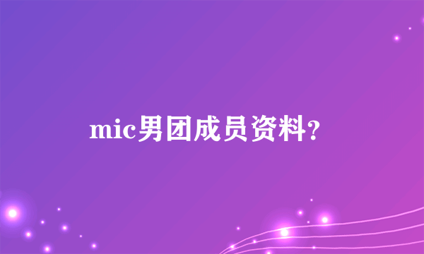 mic男团成员资料？