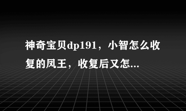 神奇宝贝dp191，小智怎么收复的凤王，收复后又怎么处理了