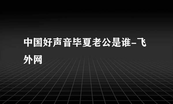 中国好声音毕夏老公是谁-飞外网