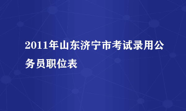 2011年山东济宁市考试录用公务员职位表