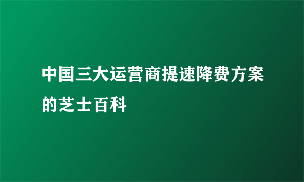 中国三大运营商提速降费方案的芝士百科