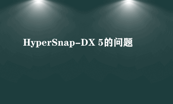 HyperSnap-DX 5的问题