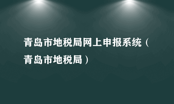 青岛市地税局网上申报系统（青岛市地税局）