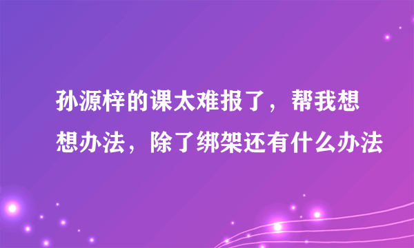 孙源梓的课太难报了，帮我想想办法，除了绑架还有什么办法