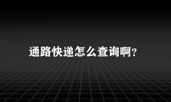 通路快递怎么查询啊？