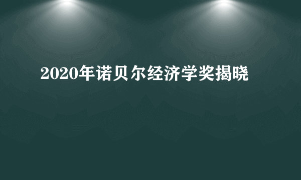 2020年诺贝尔经济学奖揭晓