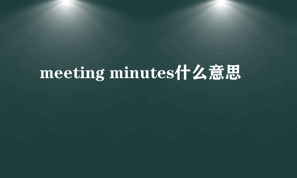 meeting minutes什么意思