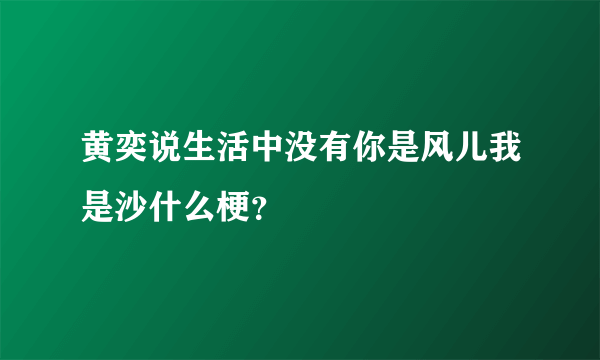 黄奕说生活中没有你是风儿我是沙什么梗？