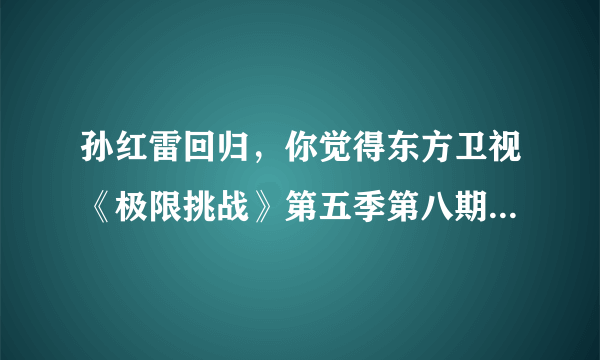 孙红雷回归，你觉得东方卫视《极限挑战》第五季第八期好看吗？