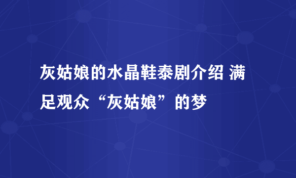 灰姑娘的水晶鞋泰剧介绍 满足观众“灰姑娘”的梦