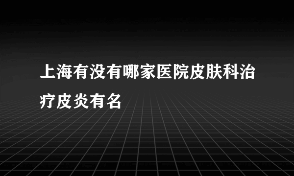 上海有没有哪家医院皮肤科治疗皮炎有名