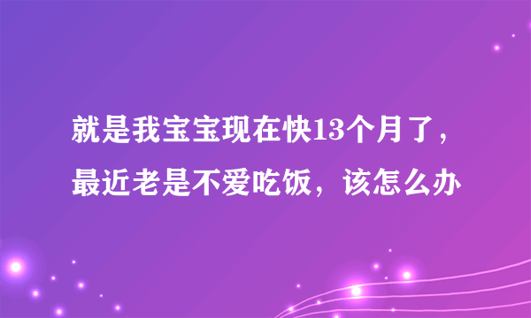 就是我宝宝现在快13个月了，最近老是不爱吃饭，该怎么办