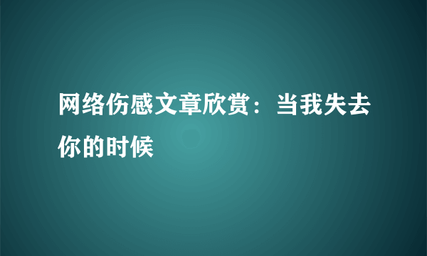 网络伤感文章欣赏：当我失去你的时候