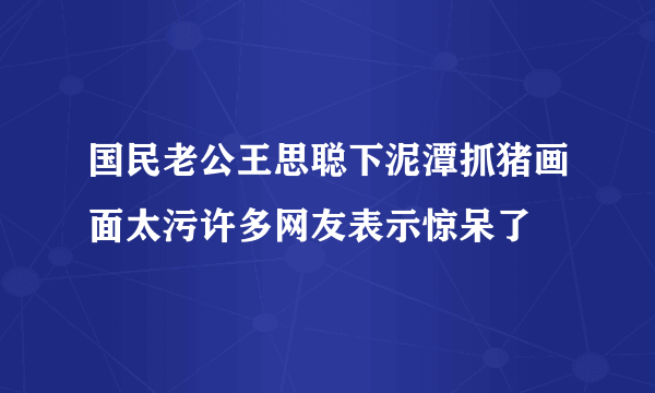 国民老公王思聪下泥潭抓猪画面太污许多网友表示惊呆了