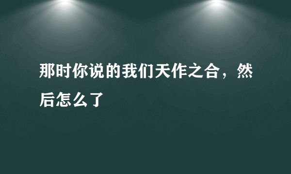 那时你说的我们天作之合，然后怎么了