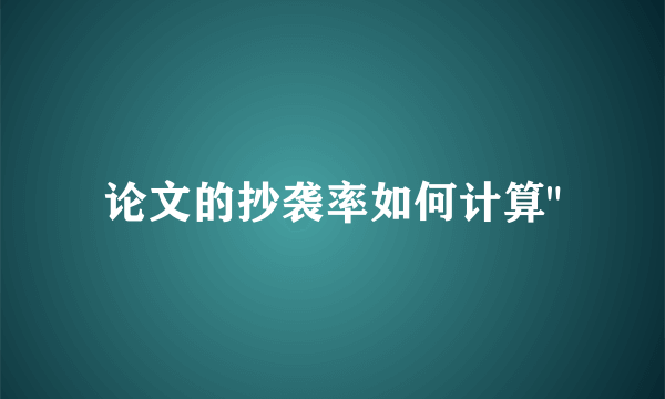 论文的抄袭率如何计算