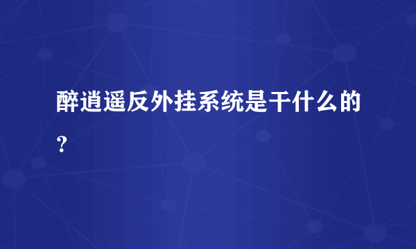 醉逍遥反外挂系统是干什么的？