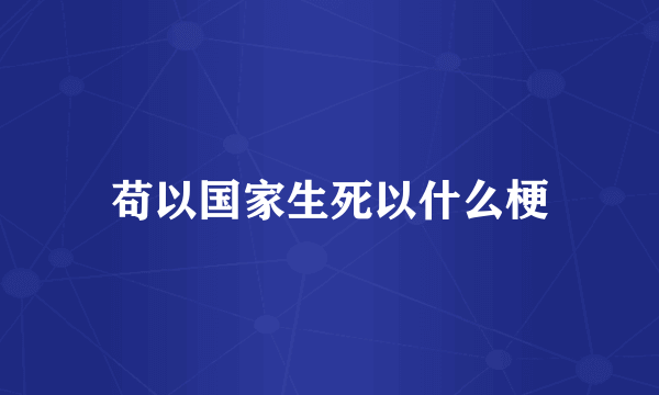 苟以国家生死以什么梗