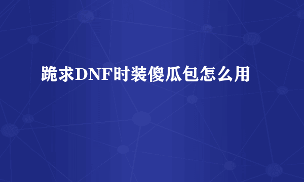 跪求DNF时装傻瓜包怎么用