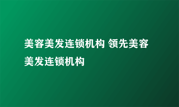 美容美发连锁机构 领先美容美发连锁机构