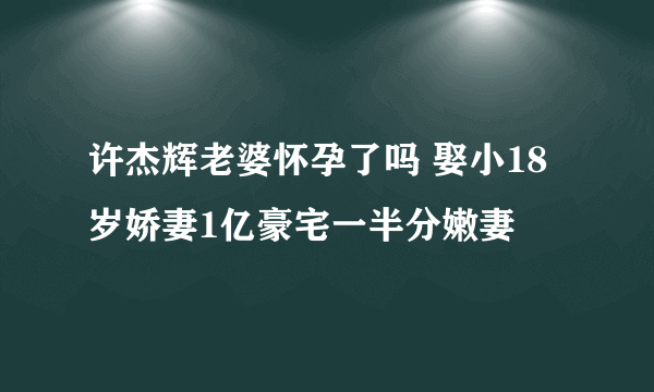 许杰辉老婆怀孕了吗 娶小18岁娇妻1亿豪宅一半分嫩妻