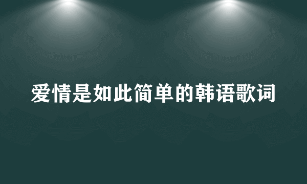 爱情是如此简单的韩语歌词