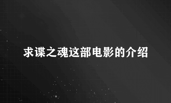 求谍之魂这部电影的介绍