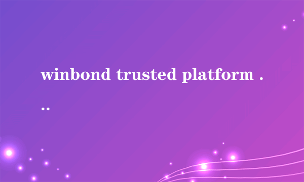 winbond trusted platform module 1.2这个如果不理它会怎么样