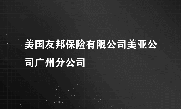 美国友邦保险有限公司美亚公司广州分公司