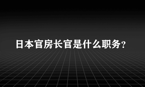 日本官房长官是什么职务？