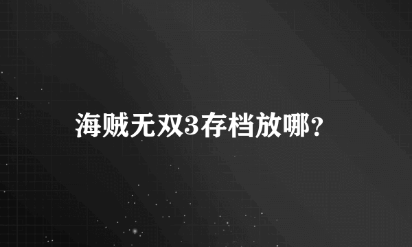 海贼无双3存档放哪？