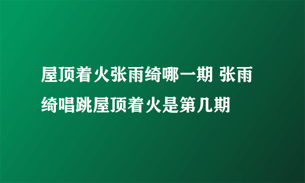 屋顶着火张雨绮哪一期 张雨绮唱跳屋顶着火是第几期