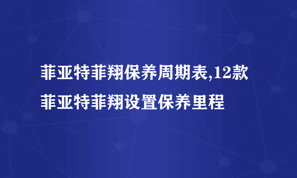 菲亚特菲翔保养周期表,12款菲亚特菲翔设置保养里程