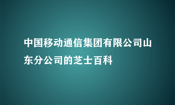 中国移动通信集团有限公司山东分公司的芝士百科